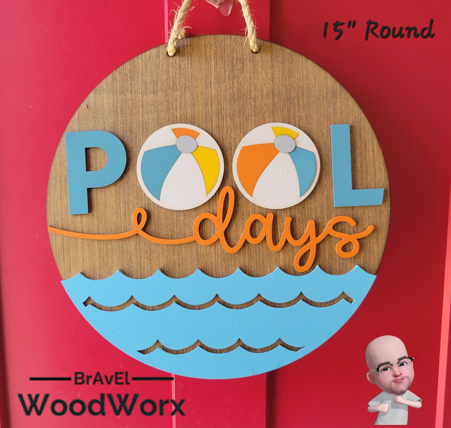 Pool Days Swimming Pool Door / Wall Sign Wreath - Splish Splash - Farmhouse - 3D Laser Cut Wood Sign