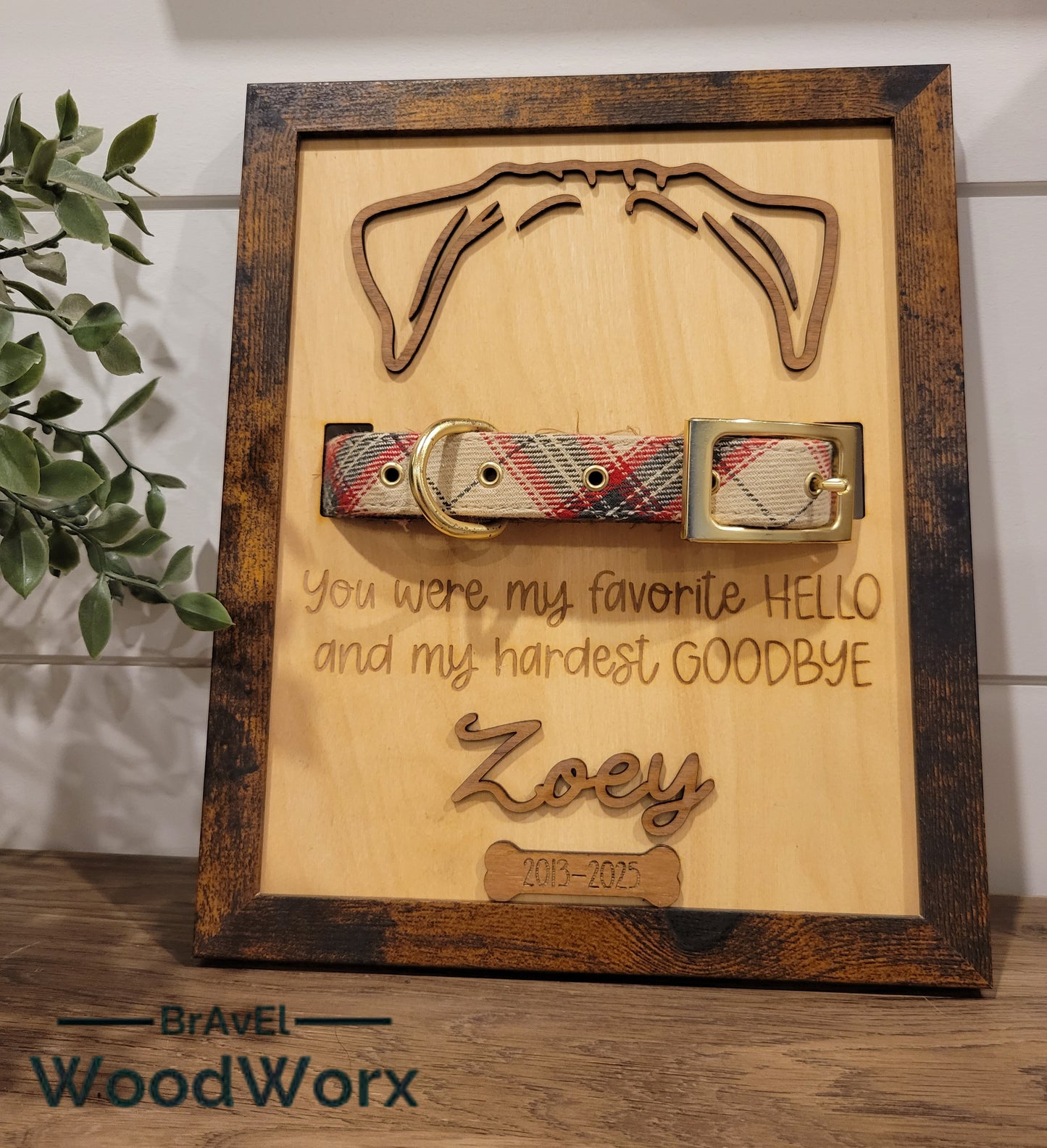 Personalized Memorial Pet Collar Holder Sign – Custom Tribute for Beloved Pets