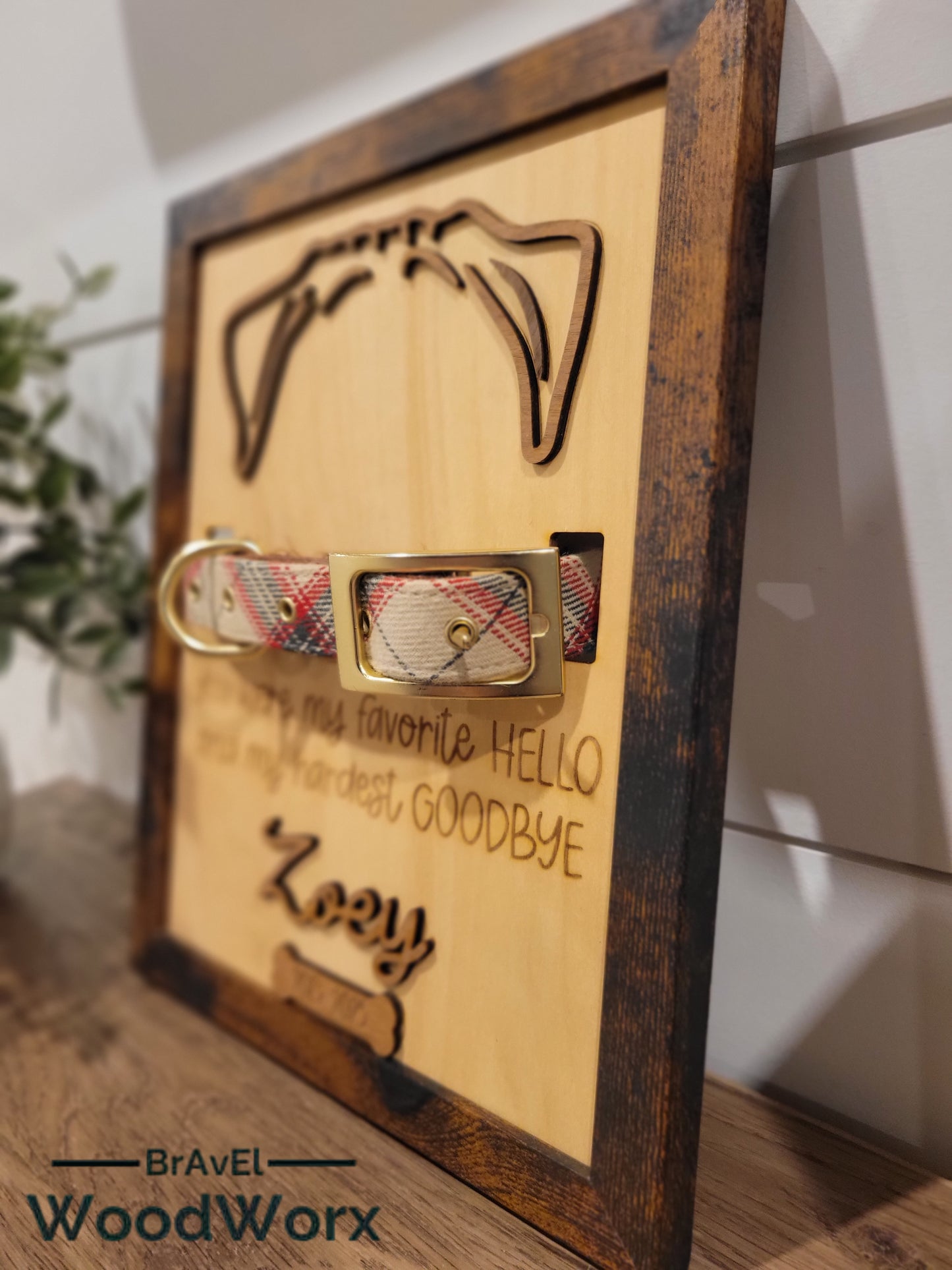Personalized Memorial Pet Collar Holder Sign – Custom Tribute for Beloved Pets