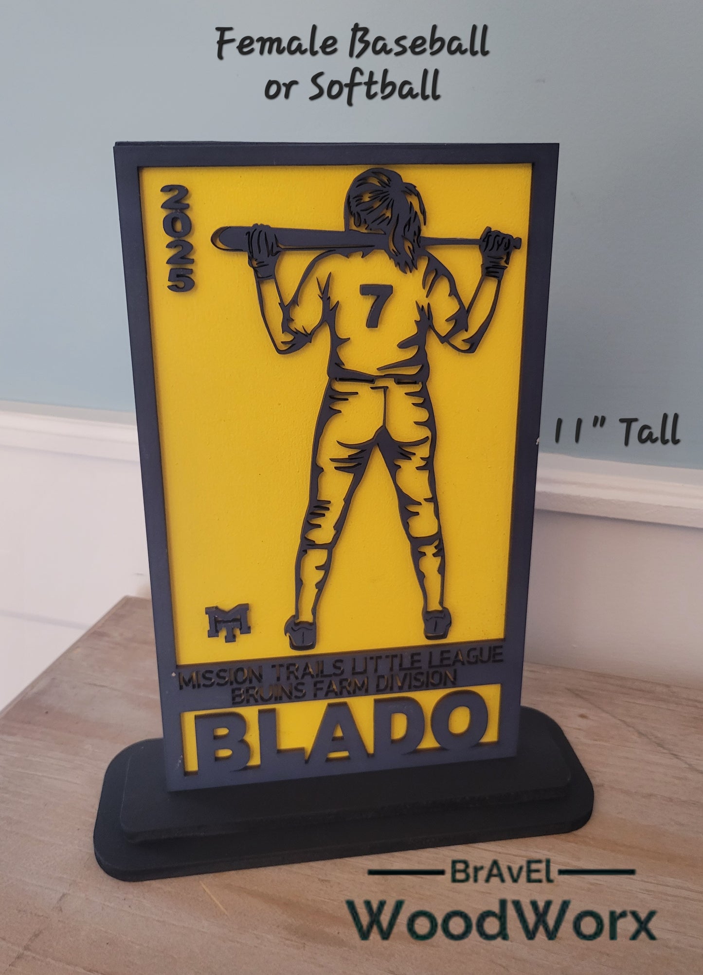 Personalized Softball Team Player Gift Trophy Award- Sports Shelf Sitter Youth Team Colors Player Number Position Bulk Stand