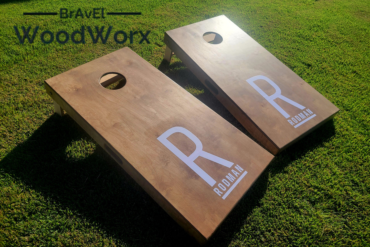 Personalized Wood Stained Monogram Quality Cornhole Sets by BrAvEl WoodWorx
