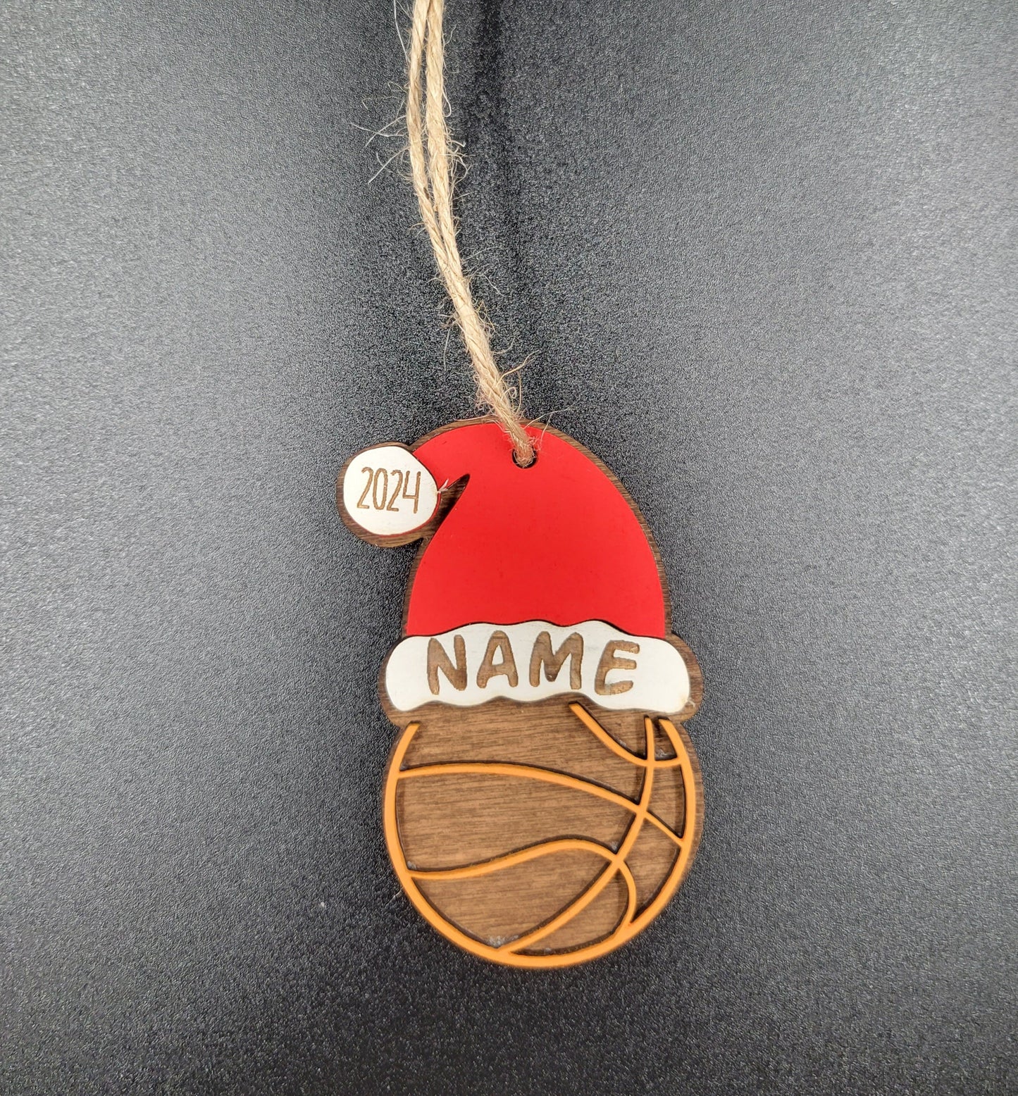 Basketball Sporty Santa Spirit: Personalized Sports Santa Hat Ornament