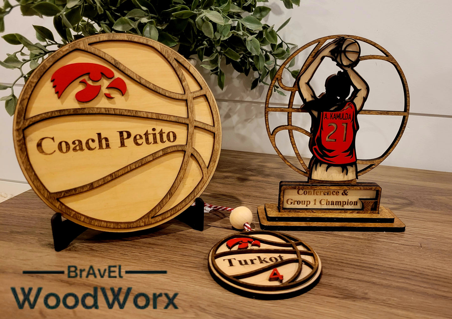 Custom basketball ornament with athlete’s name, jersey number, and team colors – ideal personalized gift for players, coaches, and sports fans.