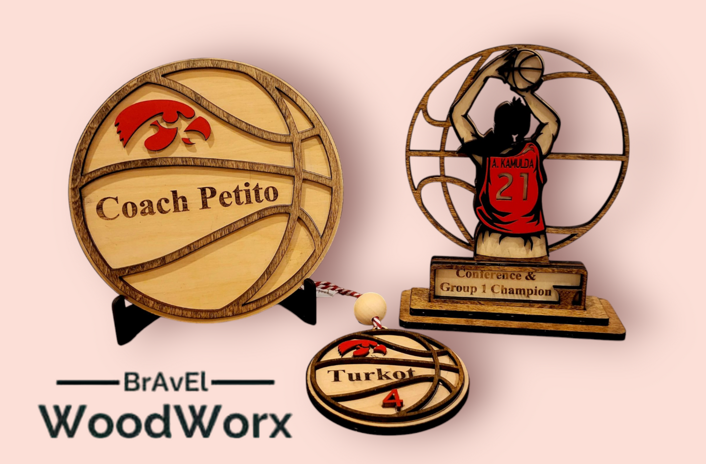 Unique basketball-themed ornament featuring player personalization – perfect holiday gift for sports lovers and team members.