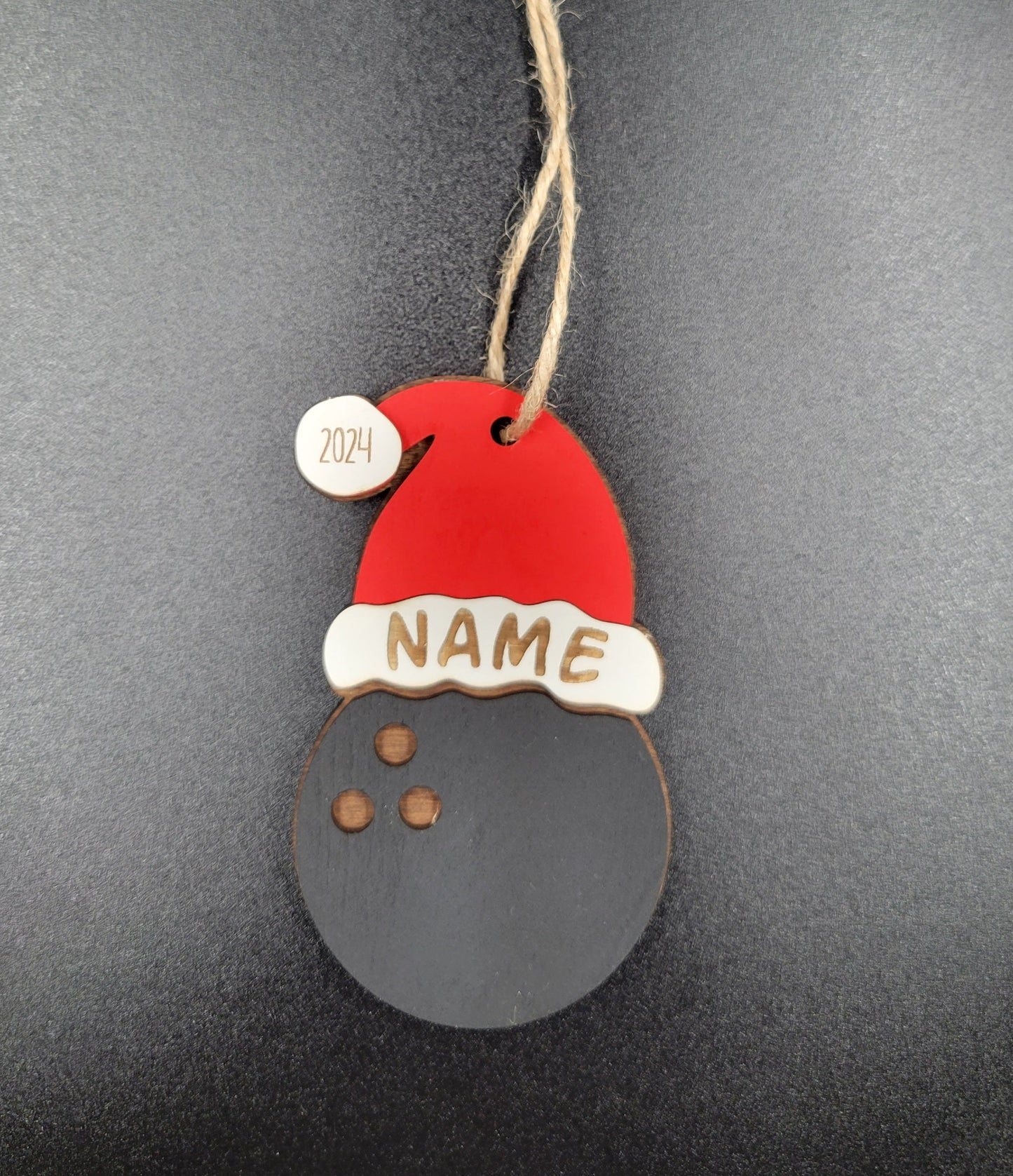 Bowling Sporty Santa Spirit: Personalized Sports Santa Hat Ornament