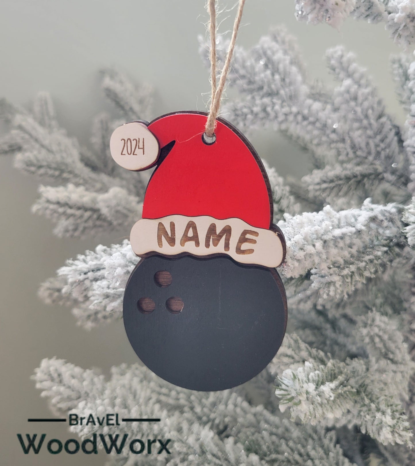 Bowling Sporty Santa Spirit: Personalized Sports Santa Hat Ornament
