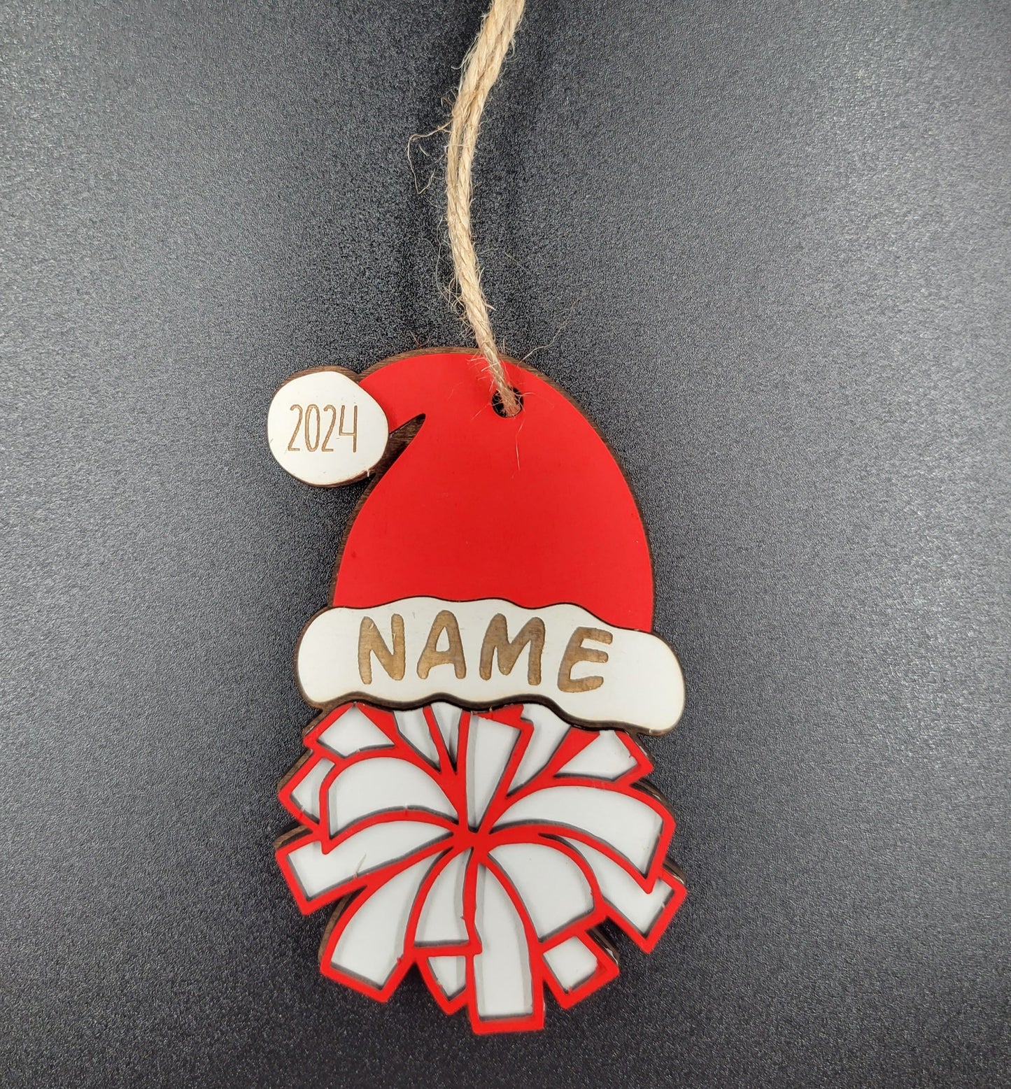 Cheerleading Sporty Santa Spirit: Personalized Sports Santa Hat Ornament