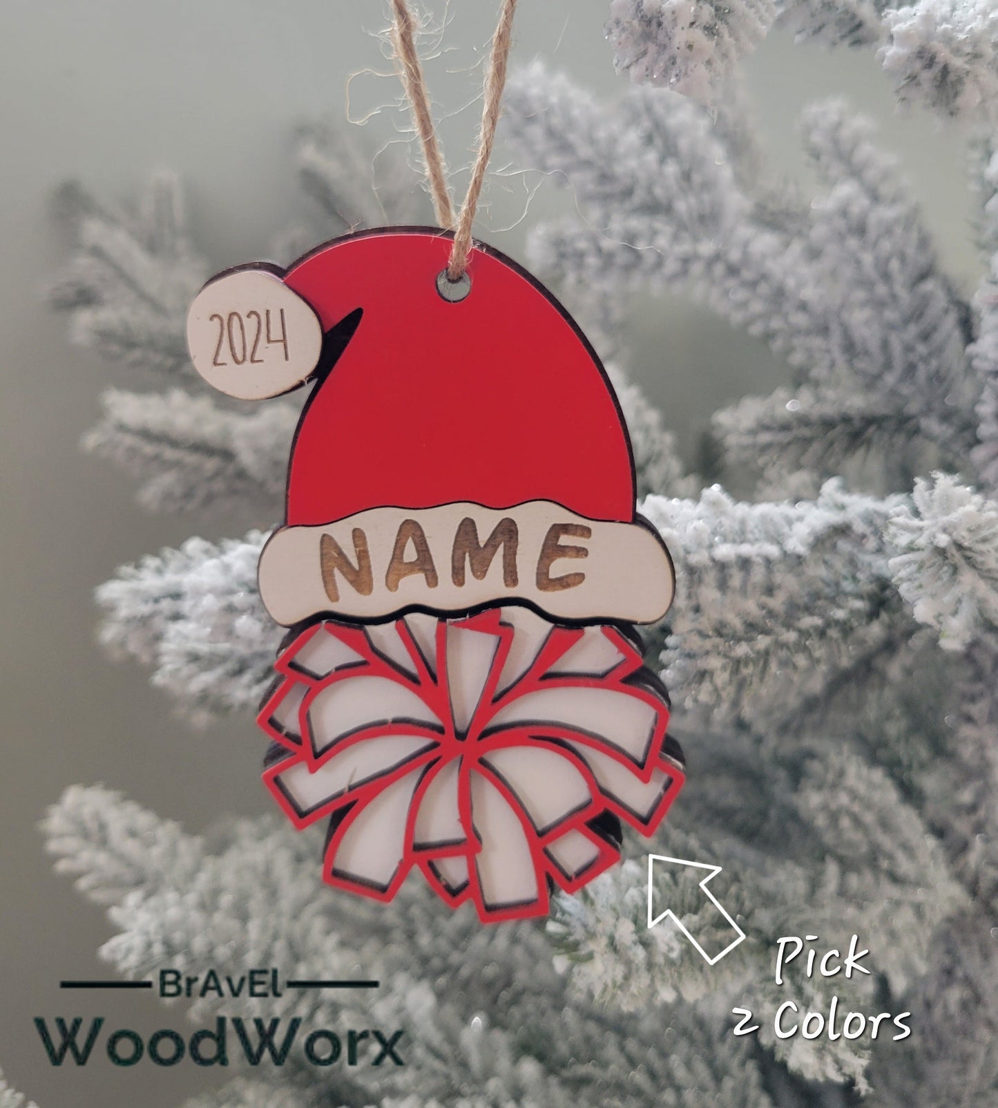Cheerleading Sporty Santa Spirit: Personalized Sports Santa Hat Ornament