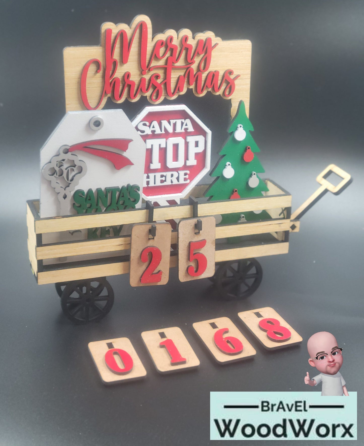 Christmas Countdown Farmhouse Wagon Shelf Sitter - Interchangeable