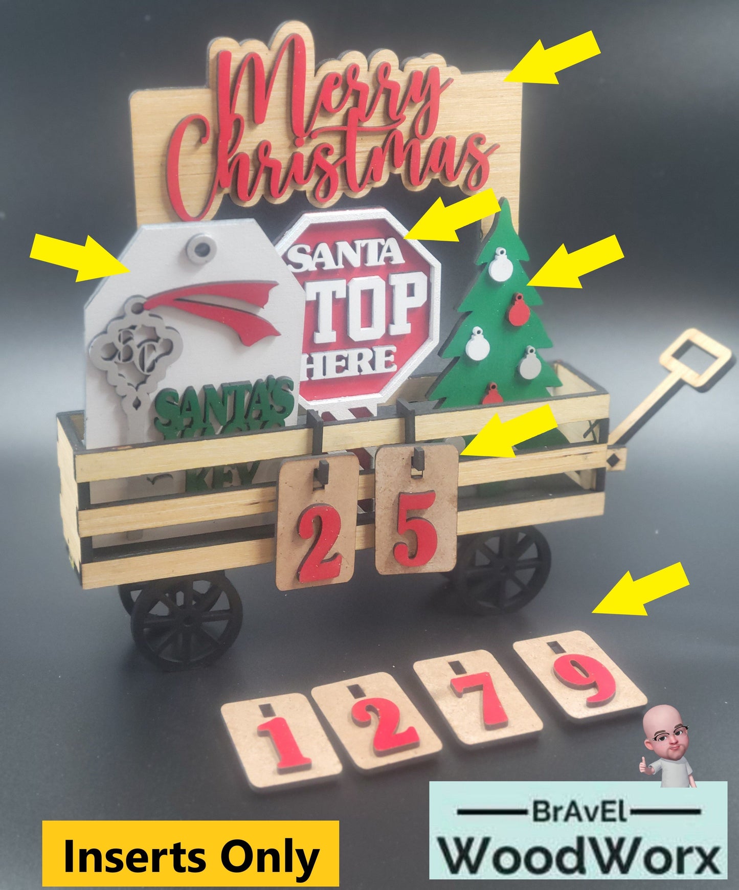 Christmas Countdown Farmhouse Wagon Shelf Sitter - Interchangeable