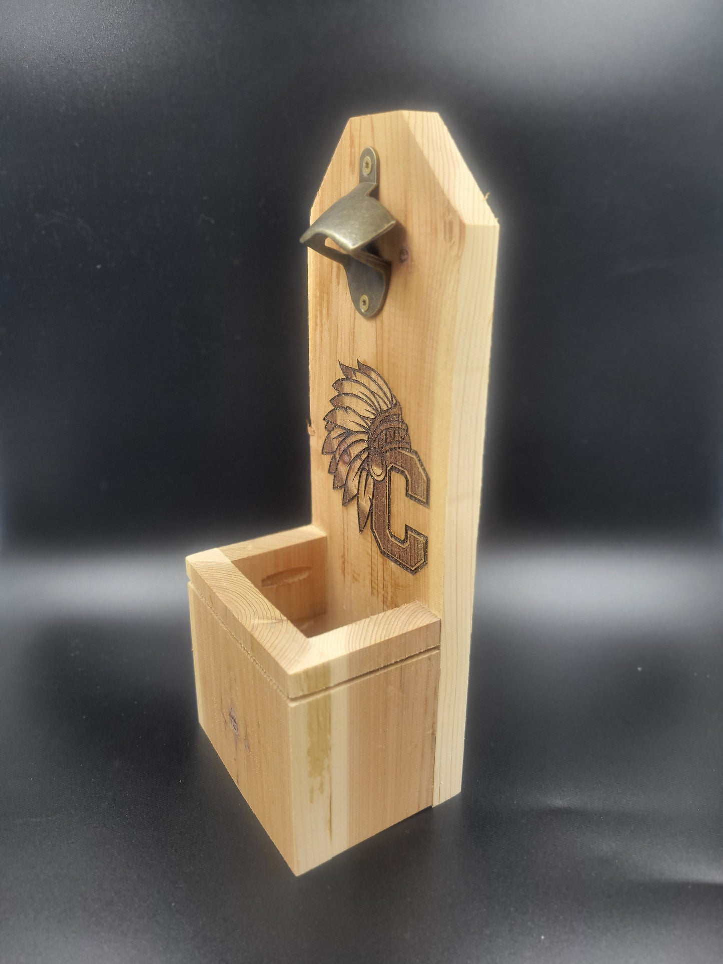 Custom Cedar Creations: Handcrafted Wall Mounted Bottle Opener – Your Design, Your Style!