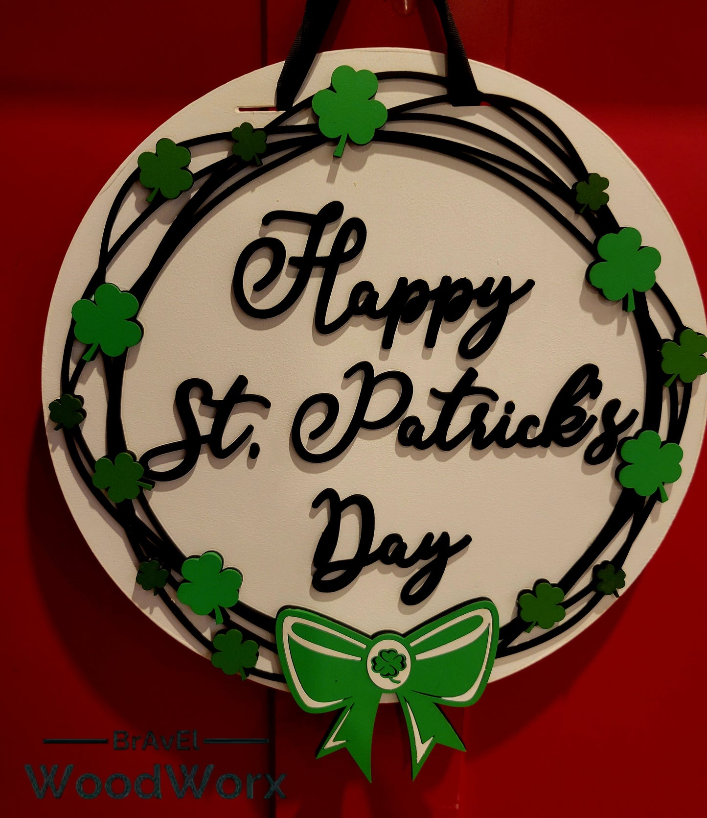 Festive St. Patrick’s Day Grapevine Door Hanger – Lucky Shamrock Decor handcrafted with a rustic grapevine base, vibrant green shamrocks, and festive embellishments. Perfect for front doors, porches, or indoor wall decor to bring Irish charm and good luck to your home. Ideal for St. Paddy’s Day celebrations and seasonal decorating. #StPatricksDayDecor #ShamrockDoorHanger #LuckyIrishDecor White Background