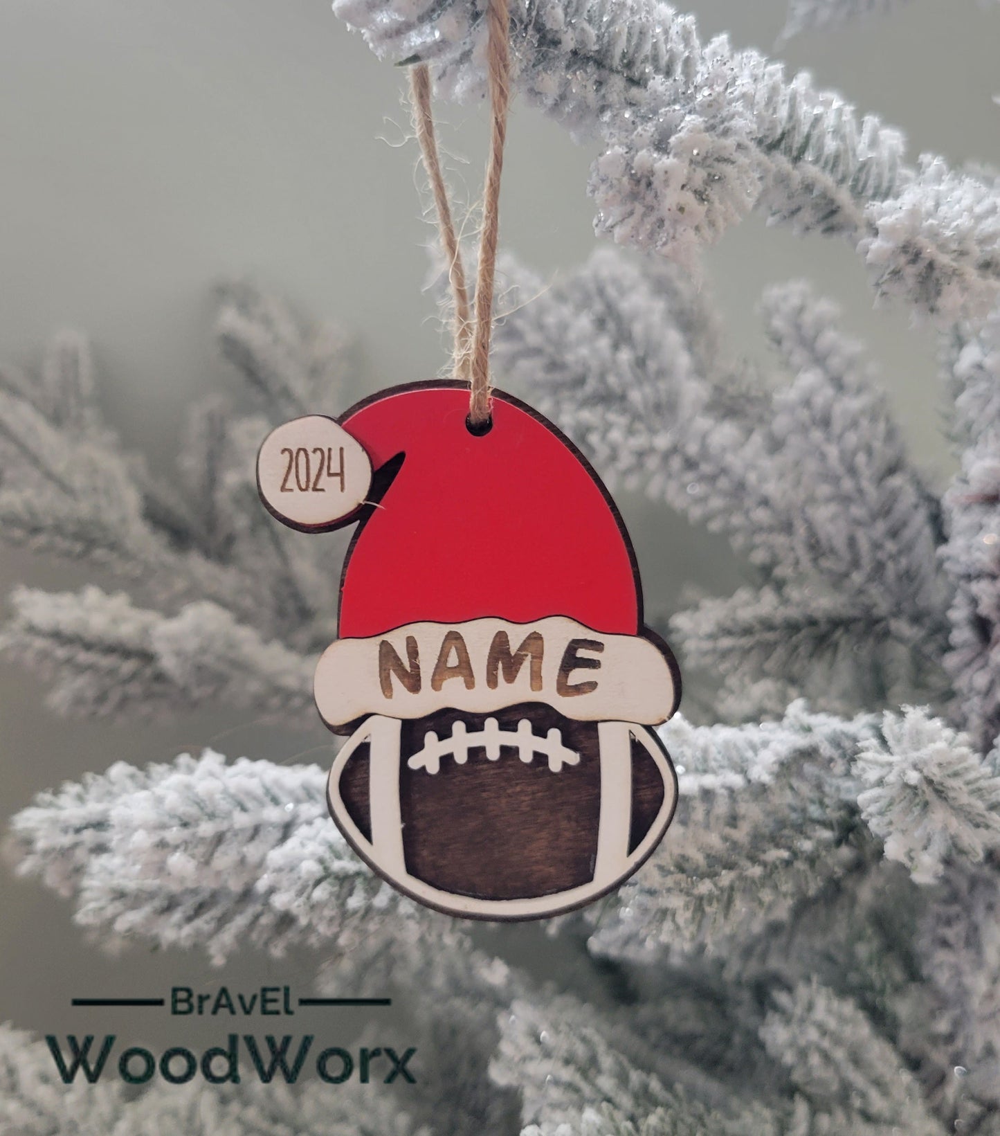 Football Sporty Santa Spirit: Personalized Sports Santa Hat Ornament