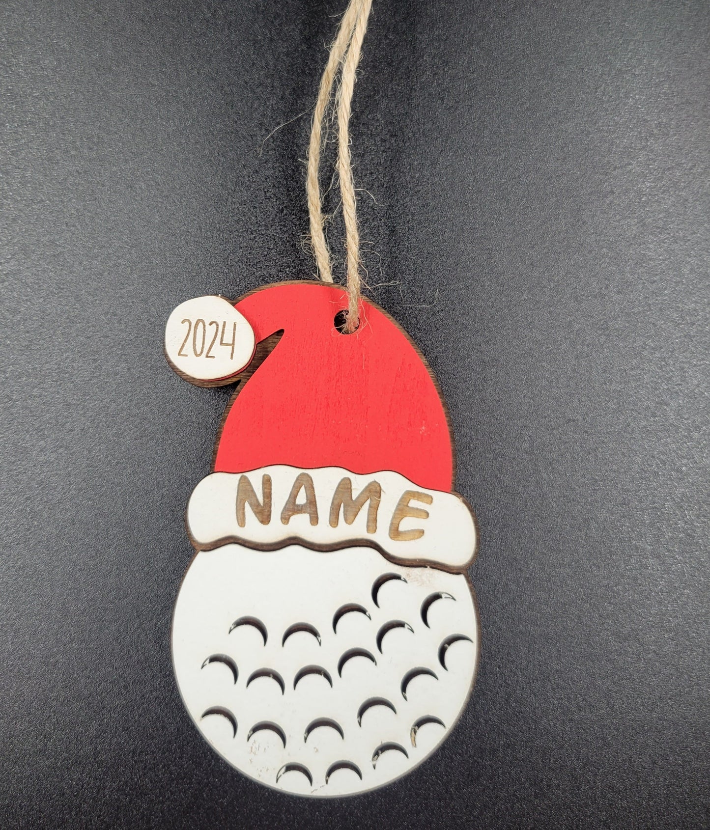 Golf Sporty Santa Spirit: Personalized Sports Santa Hat Ornament