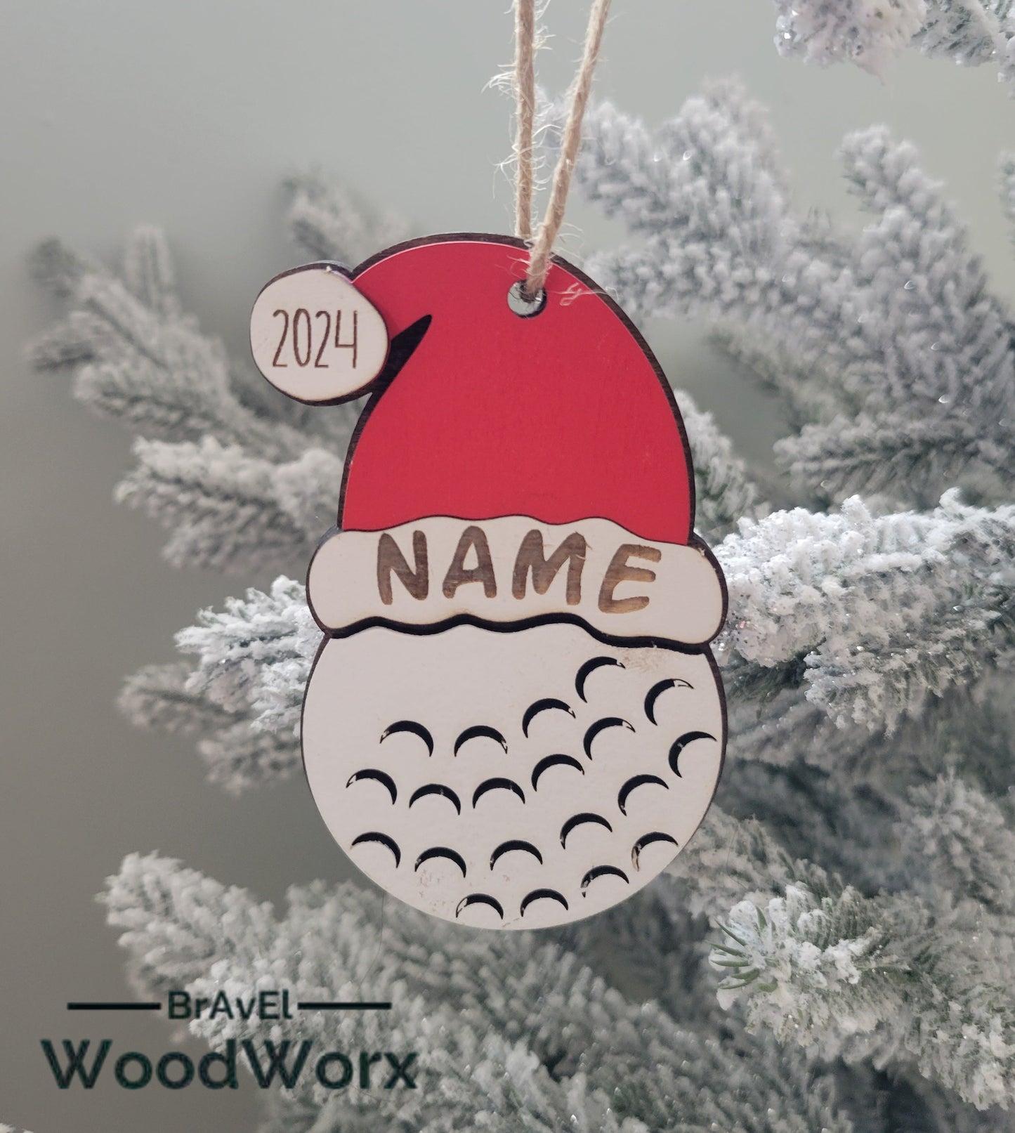 Golf Sporty Santa Spirit: Personalized Sports Santa Hat Ornament