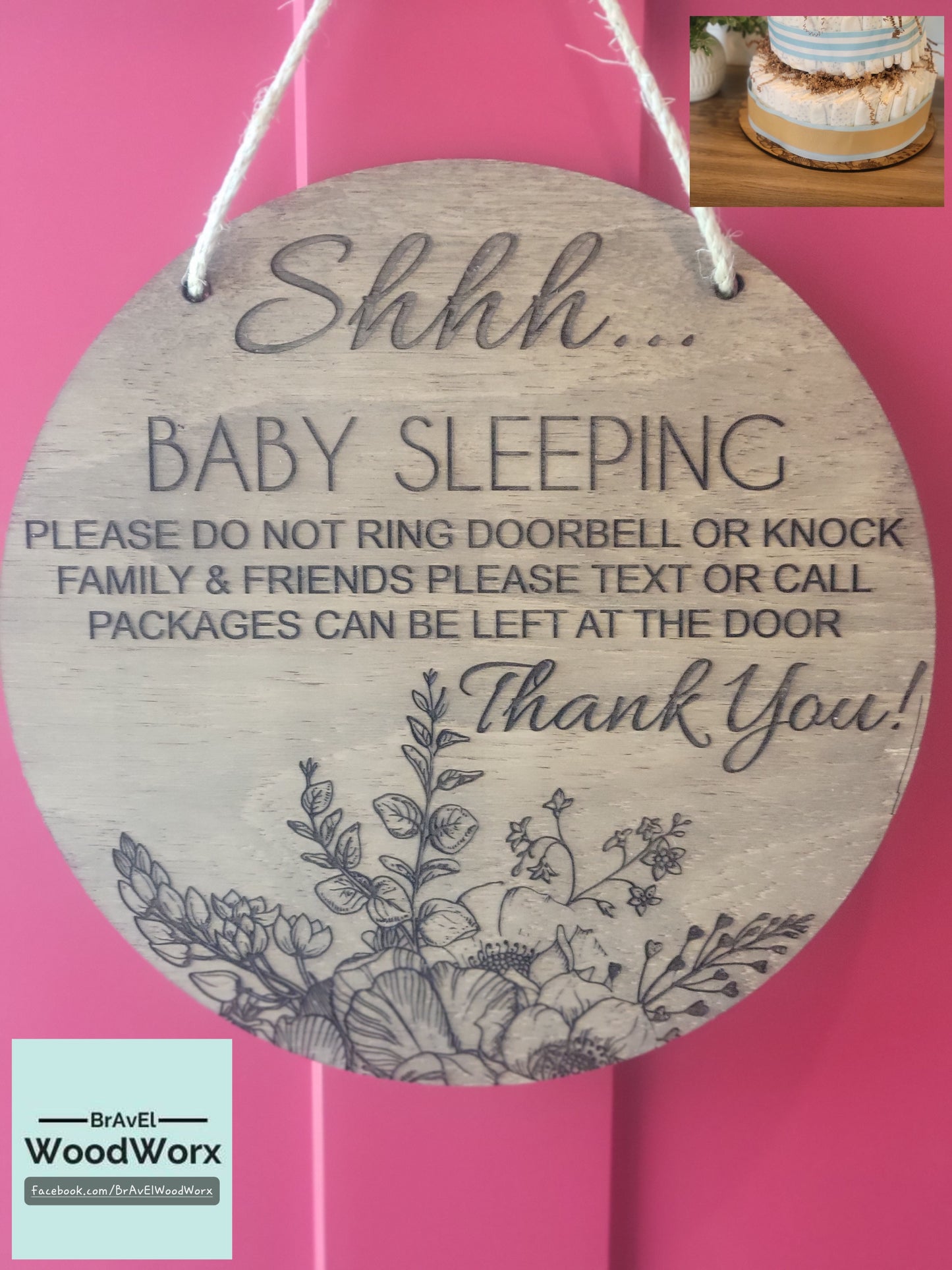 Handmade Baby Sleeping Sign - Diaper Cake Board