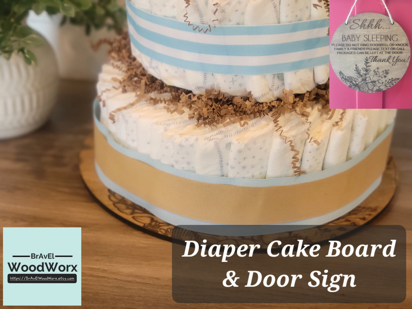 Handmade Baby Sleeping Sign - Diaper Cake Board
