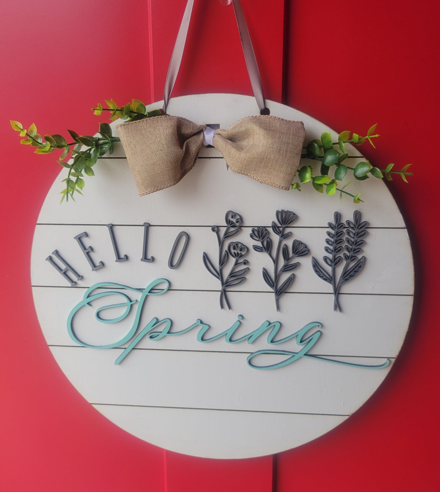 Hello Spring Sign with Bow by BrAvEl WoodWorx