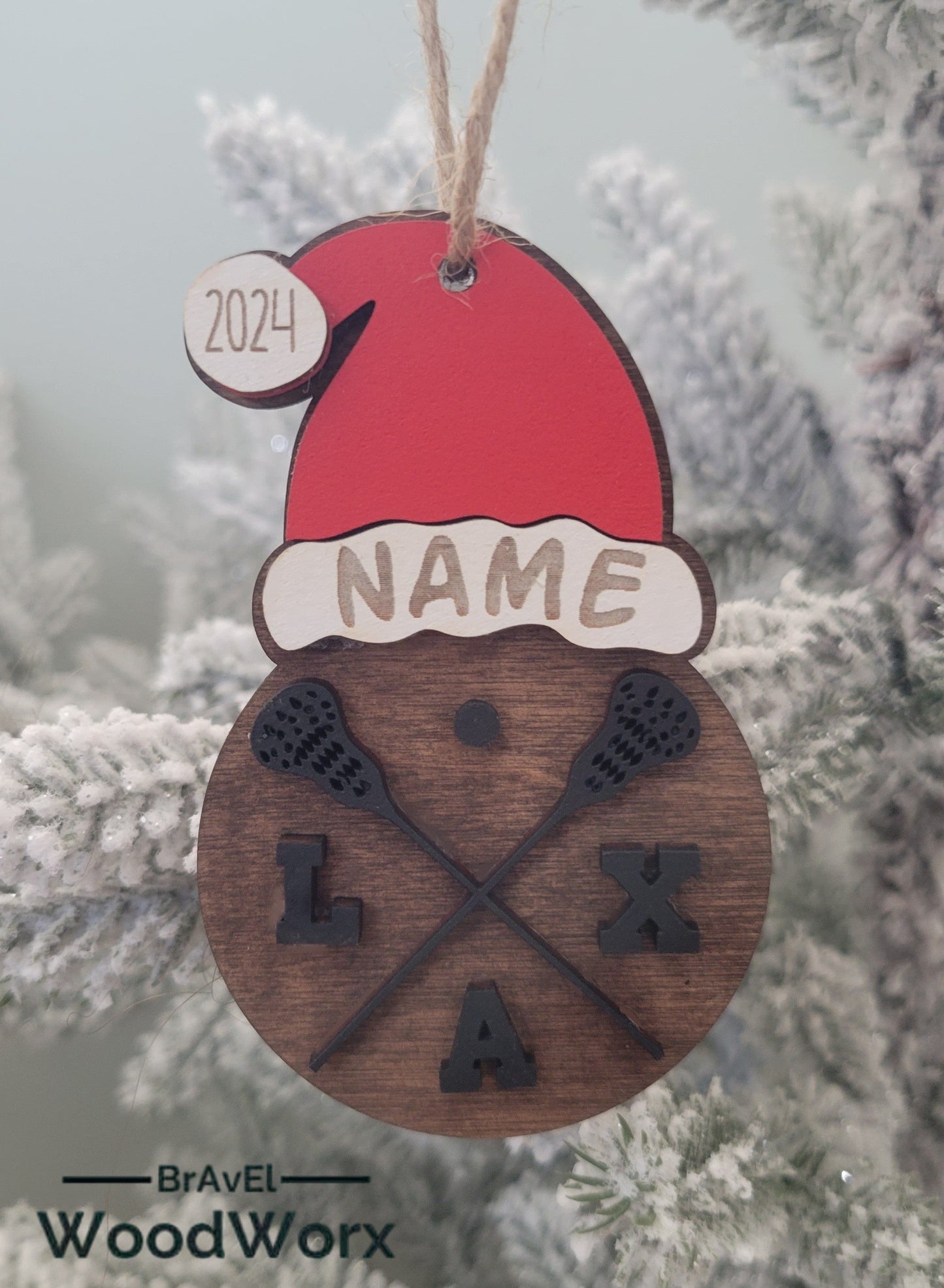 Lacrosse LAX Sporty Santa Spirit: Personalized Sports Santa Hat Ornament