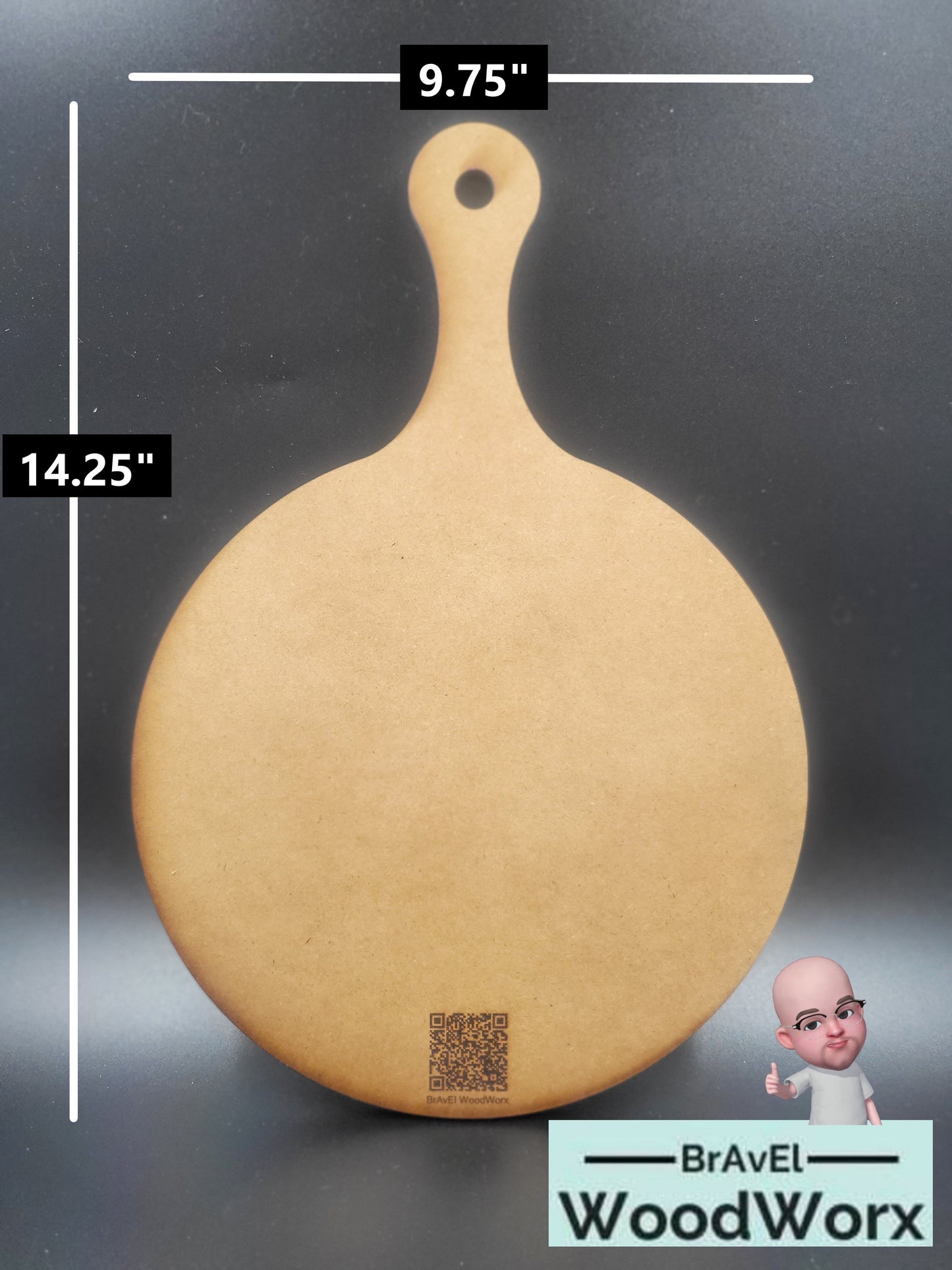 Router template with round paddle design, shown on a workbench ready for use.
