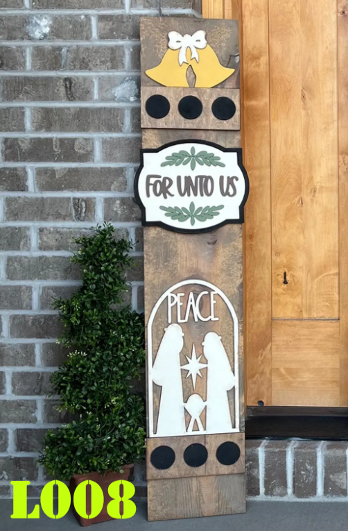 Fall Interchangeable Porch Leaner – Custom Wooden Front Porch Sign with Swappable Holiday & Everyday Designs