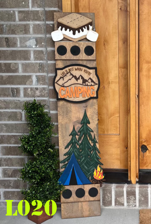 Fall Interchangeable Porch Leaner – Custom Wooden Front Porch Sign with Swappable Holiday & Everyday Designs