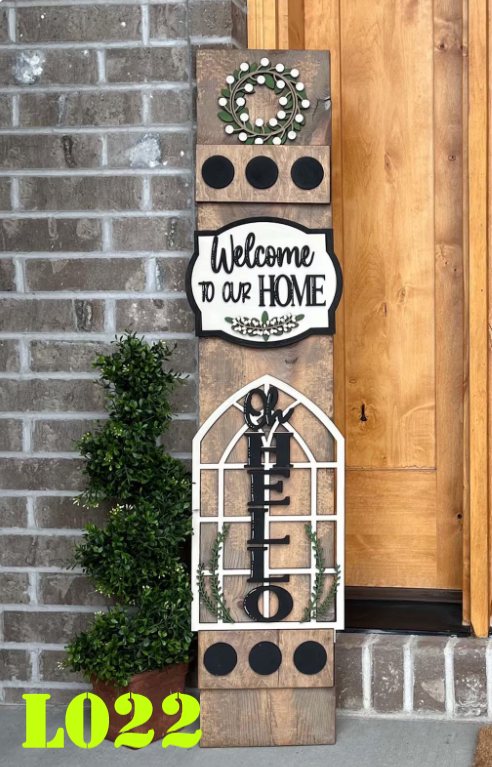 Fall Interchangeable Porch Leaner – Custom Wooden Front Porch Sign with Swappable Holiday & Everyday Designs