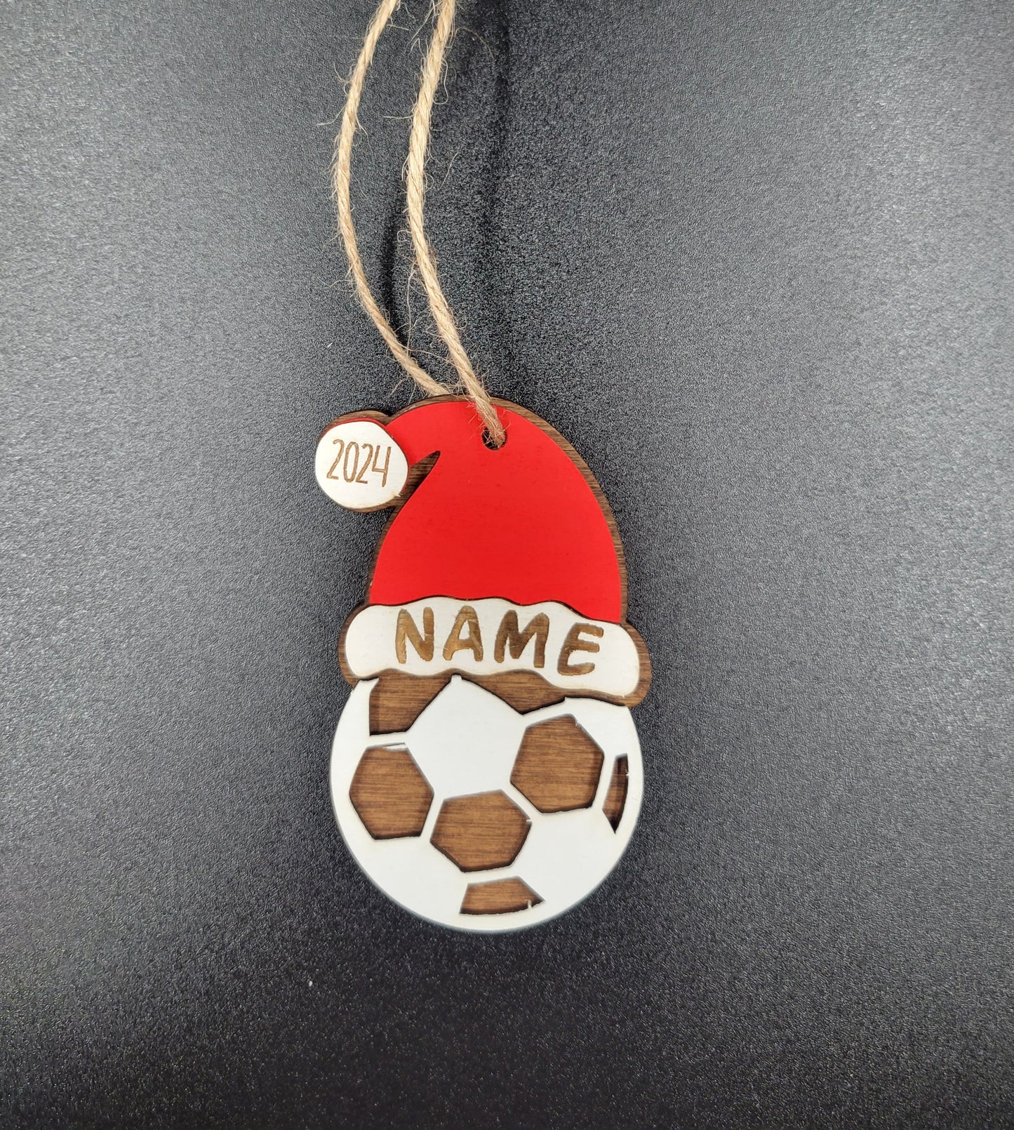Soccer Sporty Santa Spirit: Personalized Sports Santa Hat Ornament