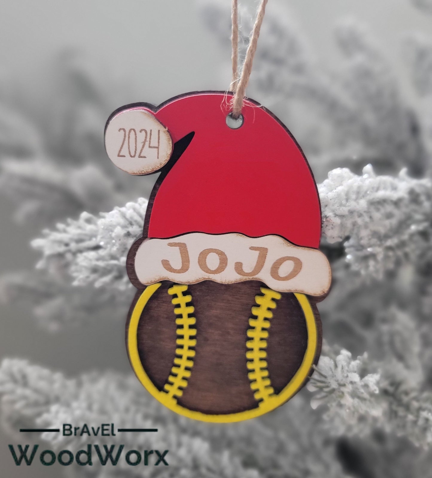 Softball Sporty Santa Spirit: Personalized Sports Santa Hat Ornament