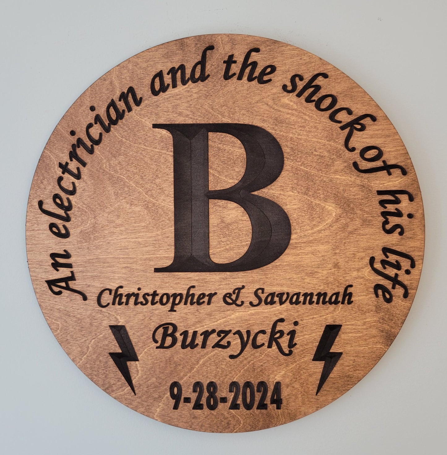 Personalized anniversary wood sign in gift packaging ready for special occasion