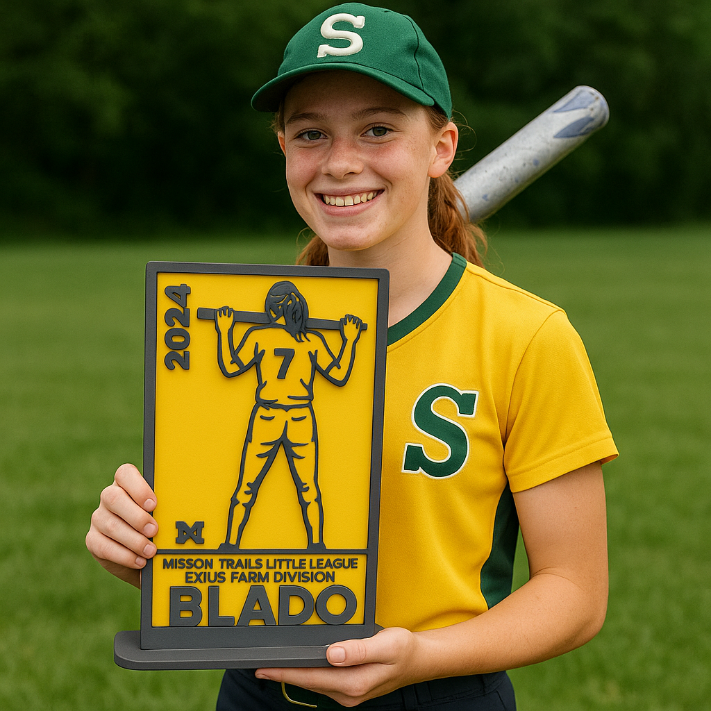 Personalized Softball Team Player Gift Trophy Award- Sports Shelf Sitter Youth Team Colors Player Number Position Bulk Stand
