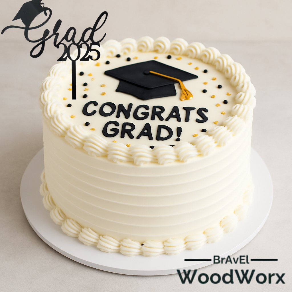 Grad 2025 Graduation Cake Topper – Acrylic Graduate Cap & Year Decoration
