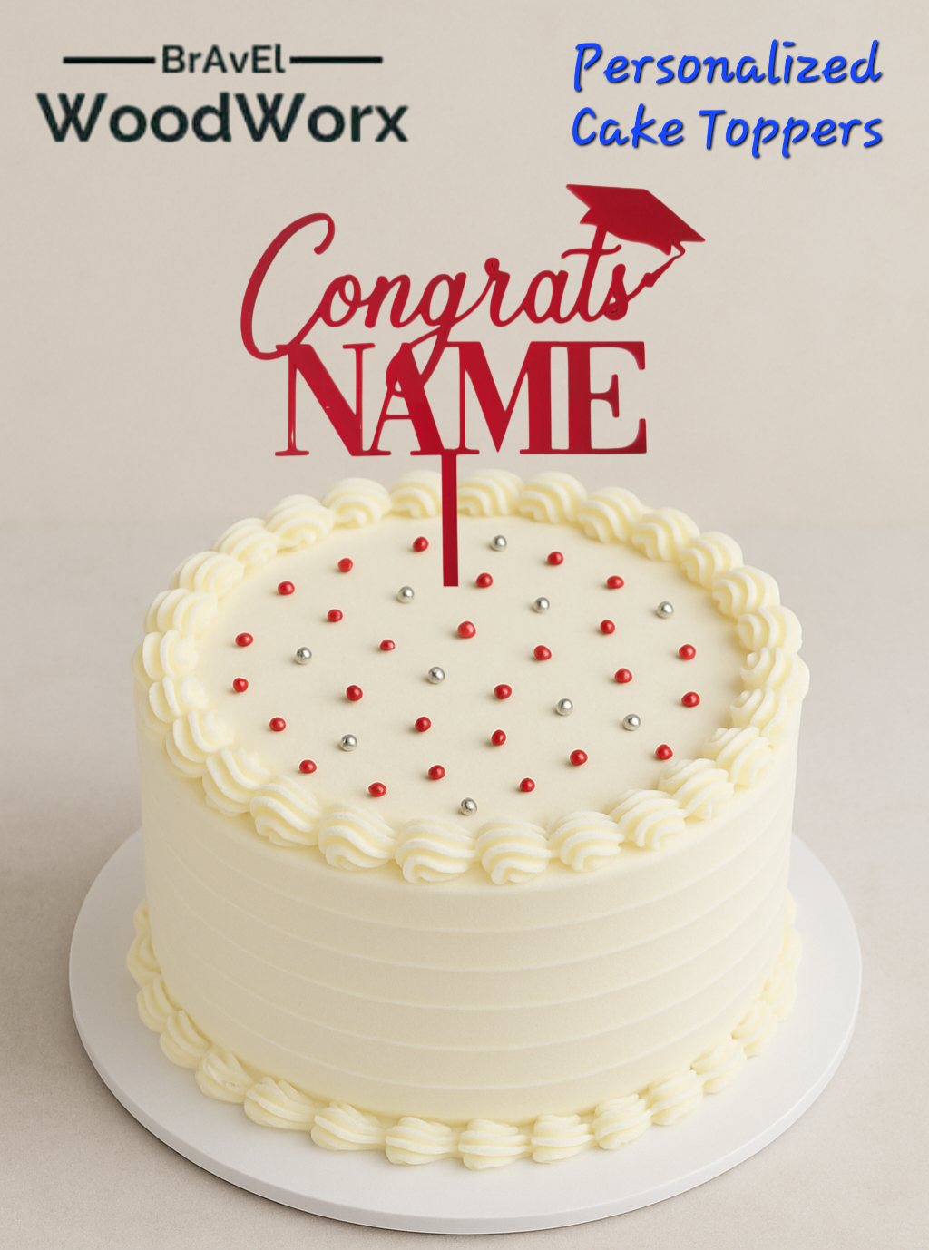 Personalized 2025 Graduation Cake Topper – Acrylic Graduate Cap & Year Decoration