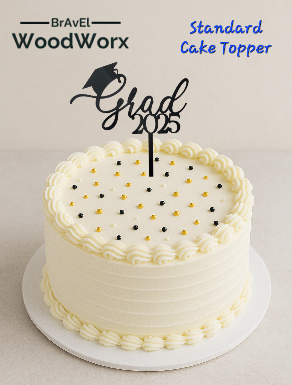 Grad 2025 Graduation Cake Topper – Acrylic Graduate Cap & Year Decoration