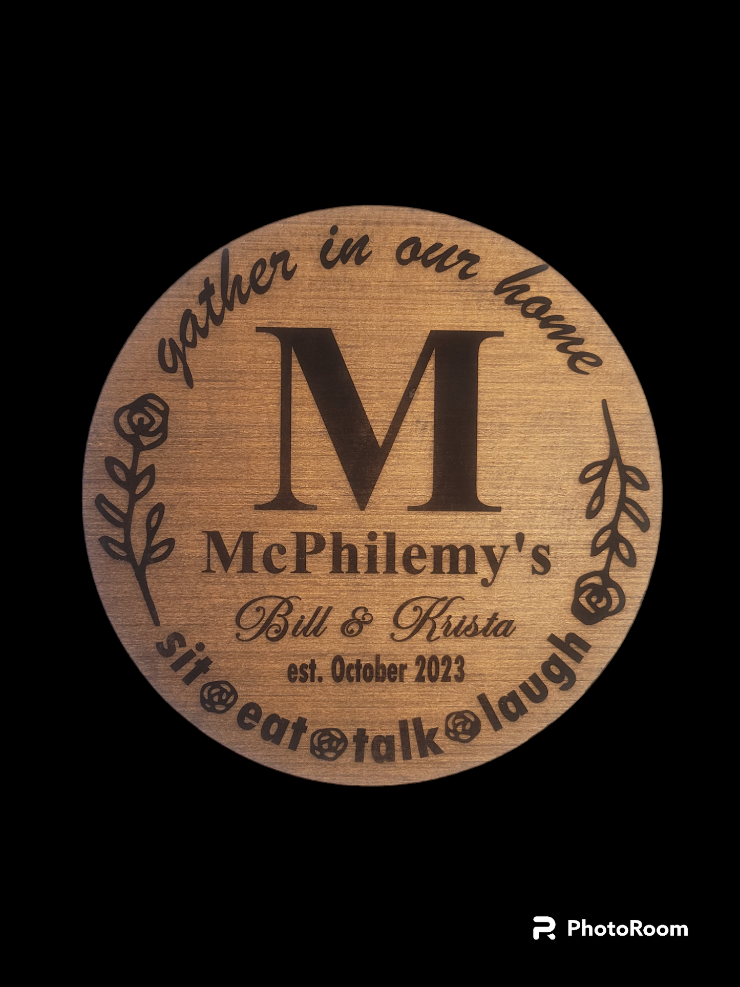 Handmade anniversary decor sign made from natural wood with custom lettering