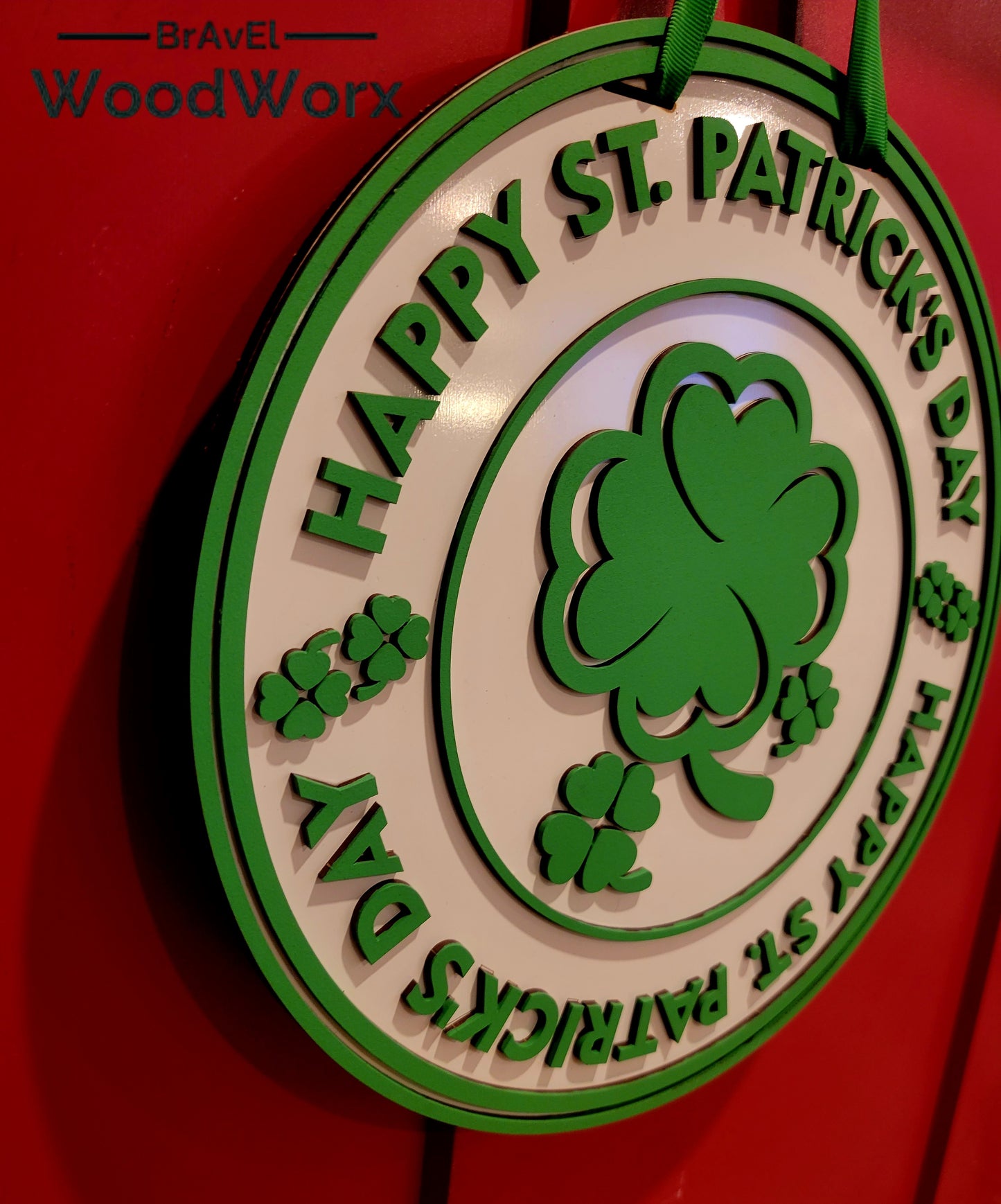 Happy St. Patrick’s Day ‘Round the Rings’ Door Hanger – Festive Shamrock Decor
