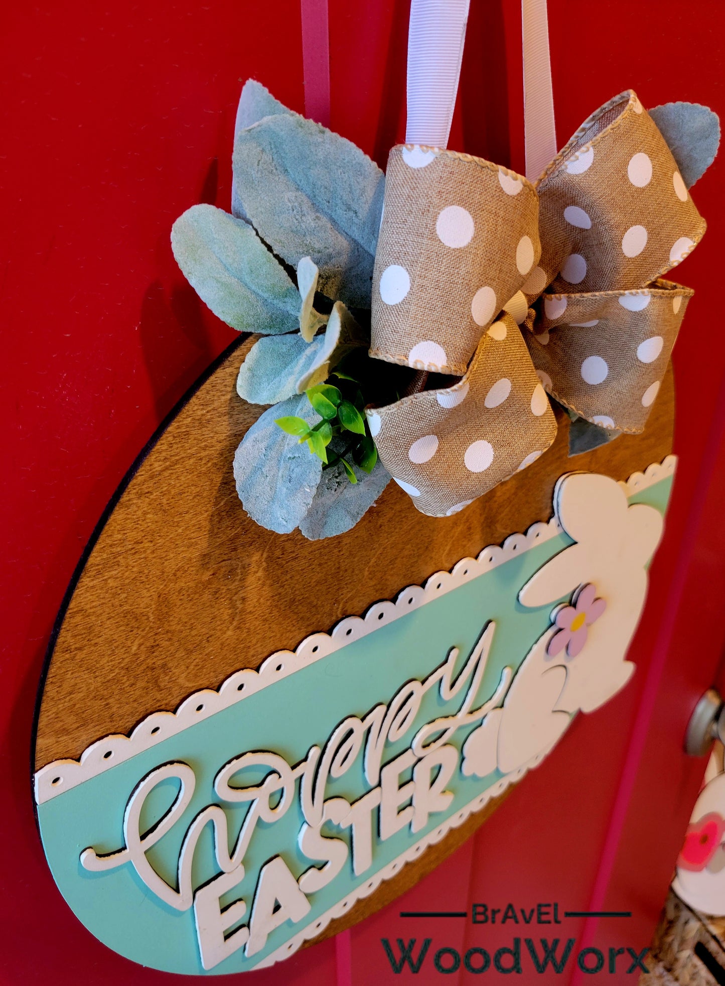 Hoppy Easter Bunny Sweet Lace-Inspired Door Hanger – Elegant Spring Decor