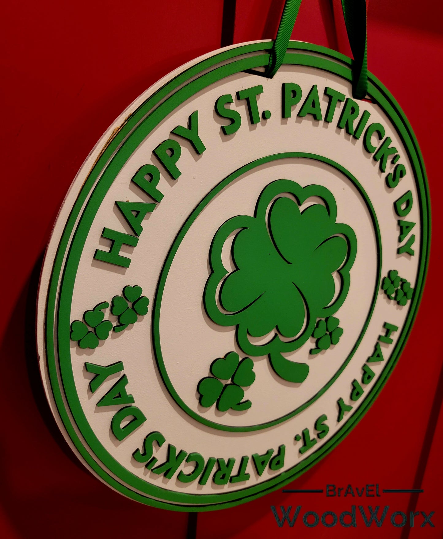 Happy St. Patrick’s Day ‘Round the Rings’ Door Hanger – Festive Shamrock Decor