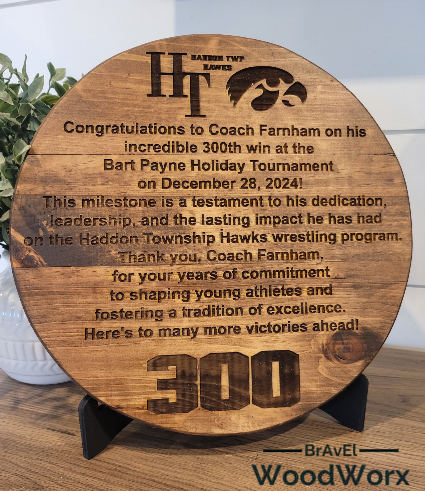 Round Solid Wood Personalized Laser Engraved Plaque – Custom Engraving for Awards, Gifts & Decor Coach Player Teacher
