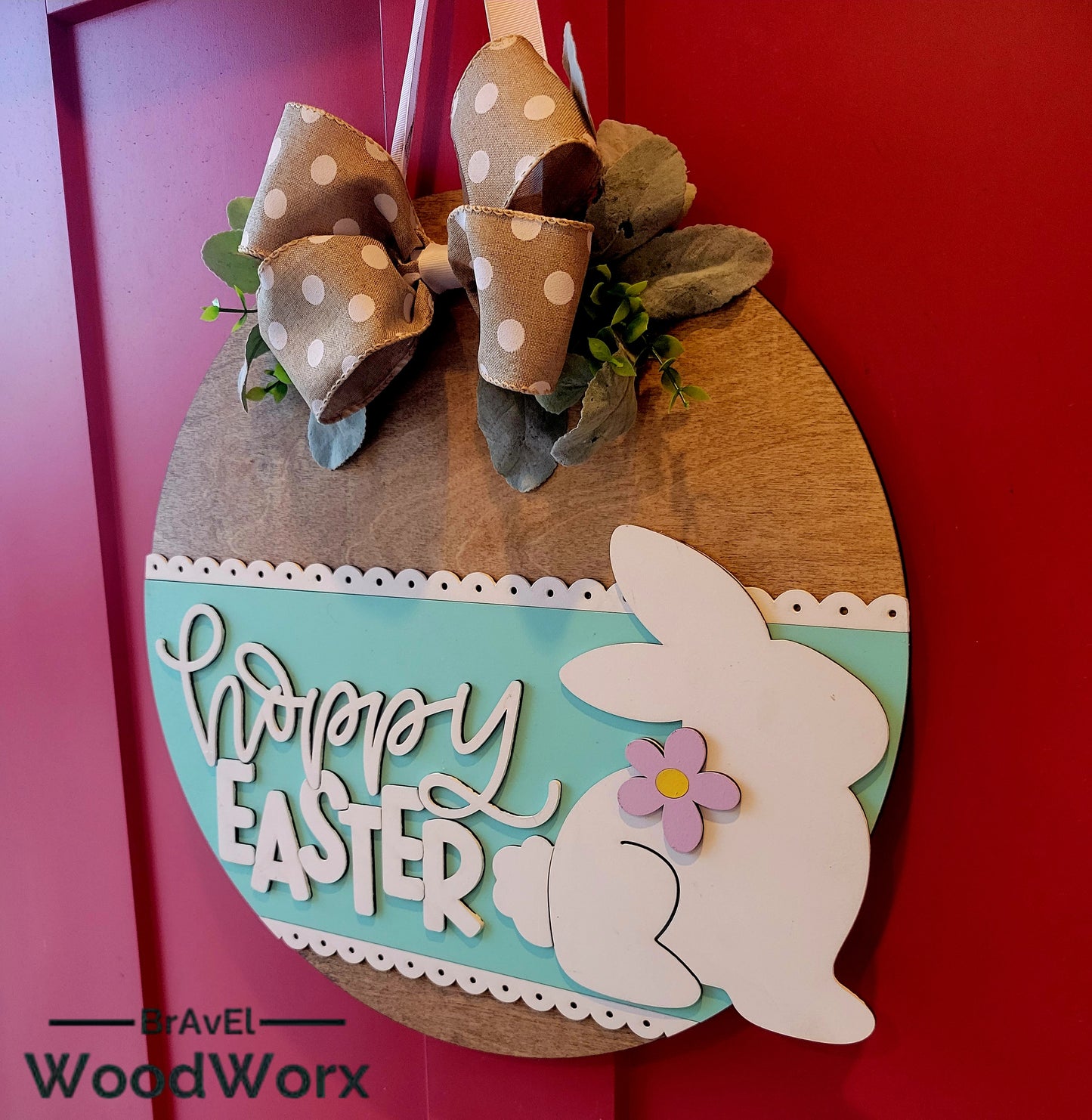 Hoppy Easter Bunny Sweet Lace-Inspired Door Hanger – Elegant Spring Decor