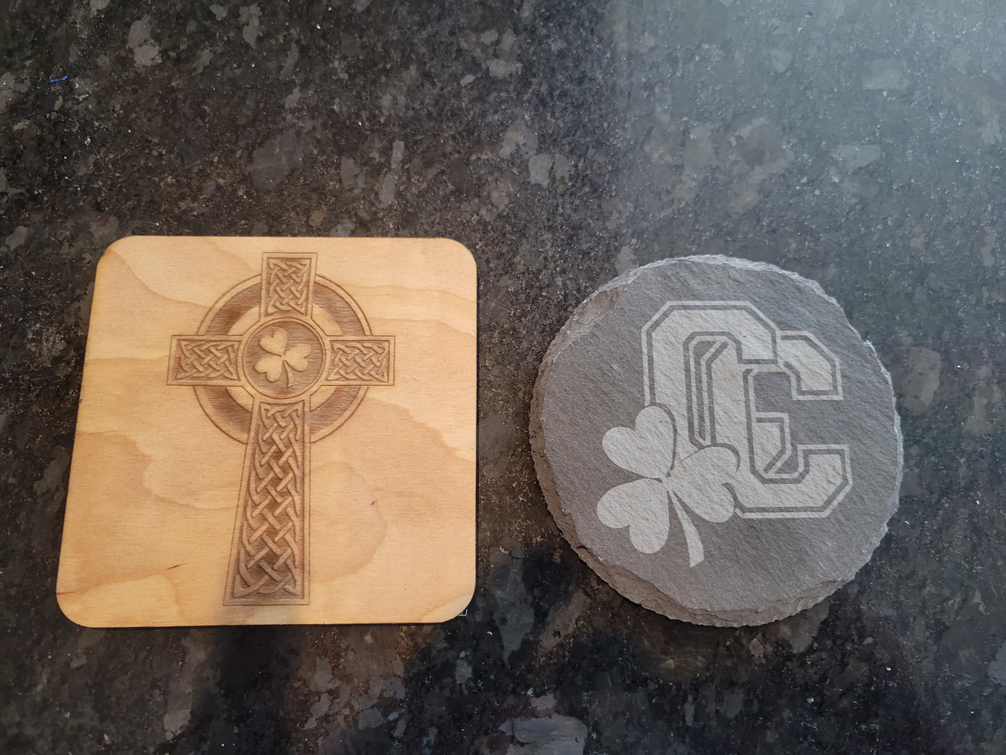 Custom Engraved Coasters – Personalized Wood or Slate 4" Size
