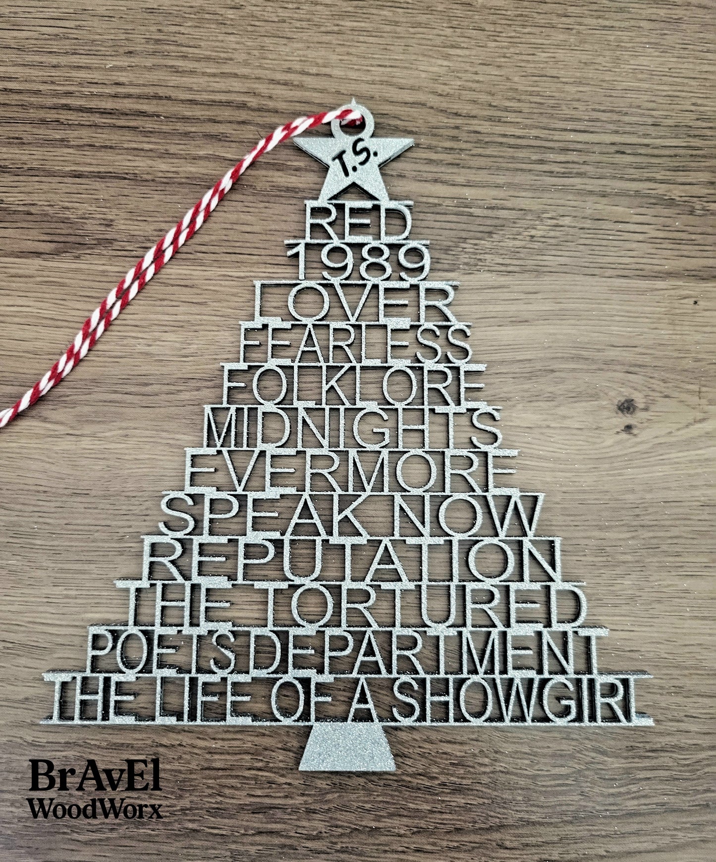 Swift's Serenade: Taylor Swift Album Collection Tree Ornament - Wood