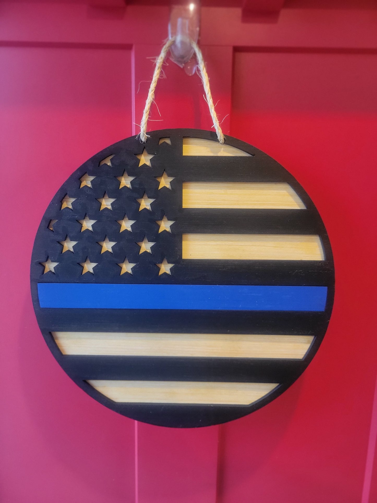 Support Our Heroes: 3D Wood Door Sign – Police, Fire, Military Tribute Wreath