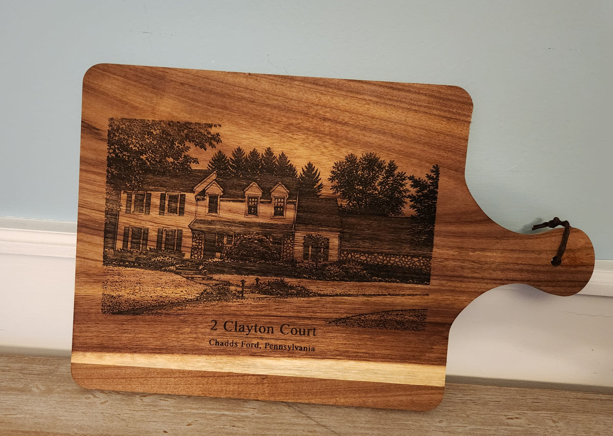 Custom Laser Engraved Charcuterie Board - 'Our Home'