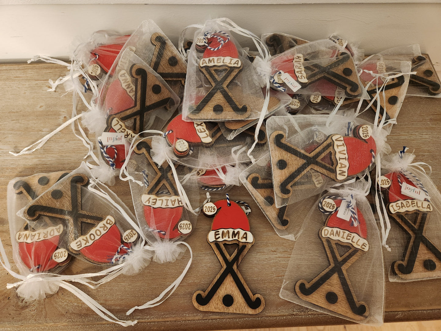 Field Hockey Sporty Santa Spirit: Personalized Sports Santa Hat Ornament