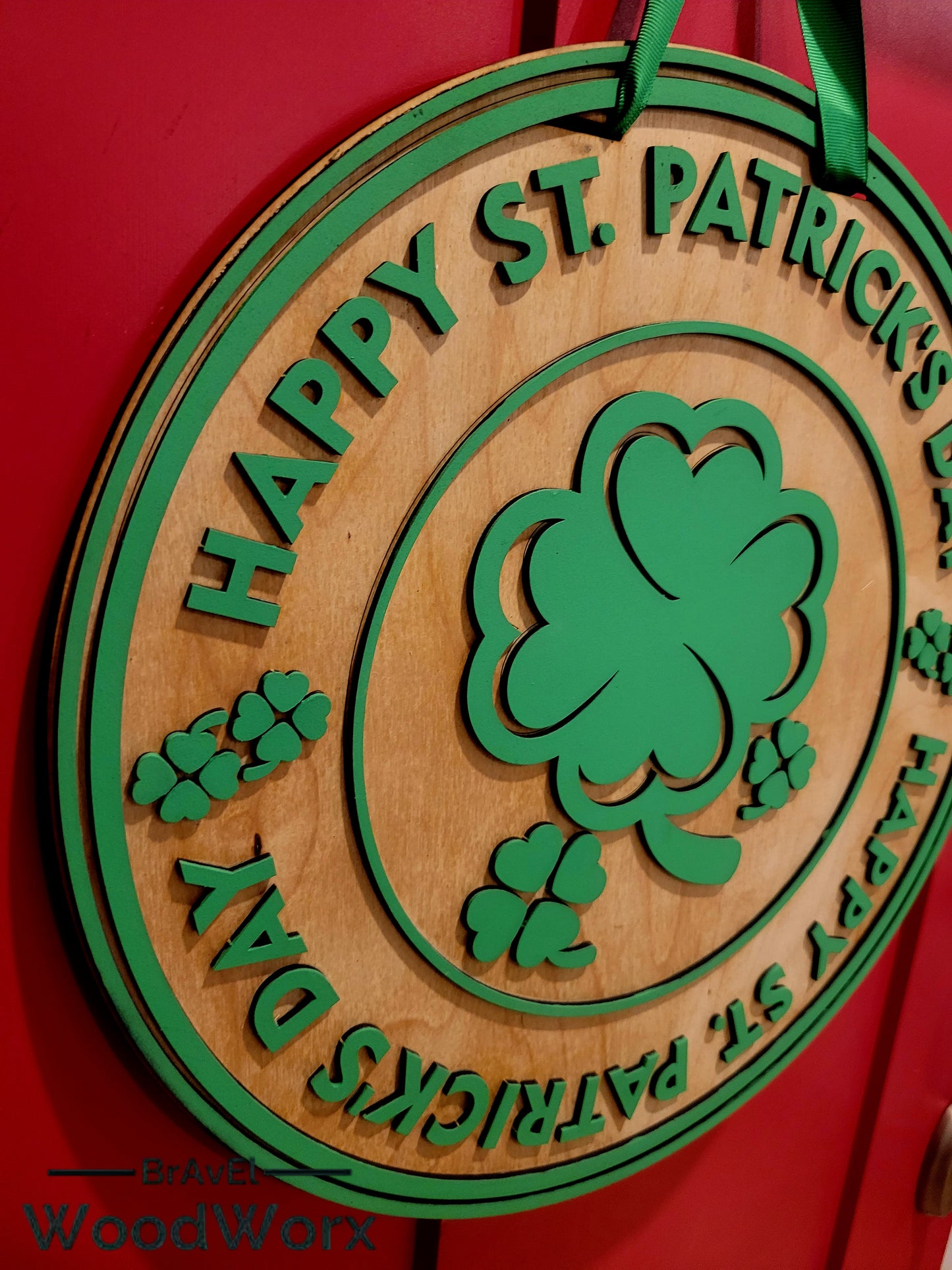 Happy St. Patrick’s Day ‘Round the Rings’ Door Hanger – Festive Shamrock Decor