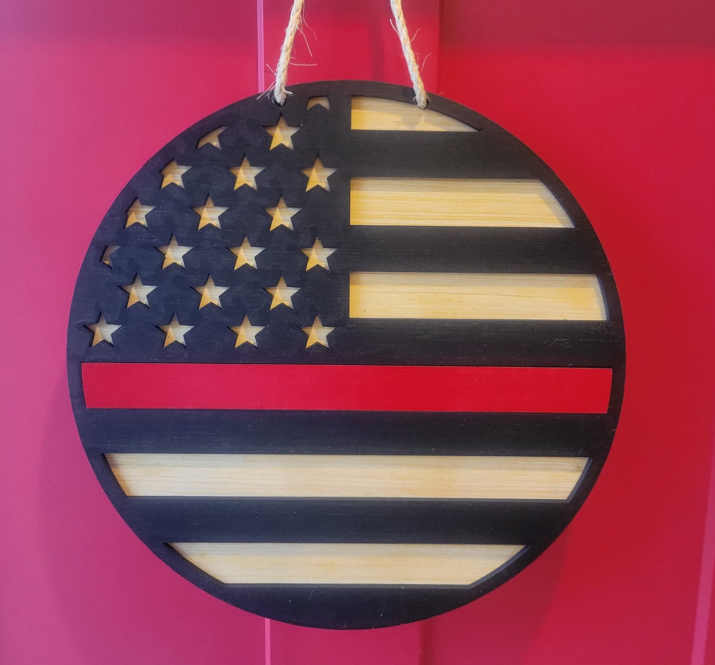 Support Our Heroes: 3D Wood Door Sign – Police, Fire, Military Tribute Wreath
