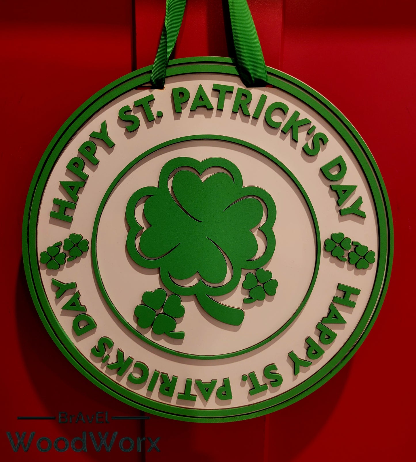 Happy St. Patrick’s Day ‘Round the Rings’ Door Hanger – Festive Shamrock Decor