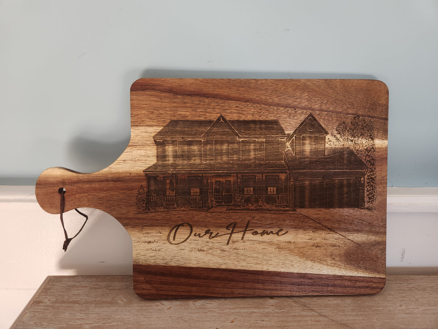 Custom Laser Engraved Charcuterie Board - 'Our Home'