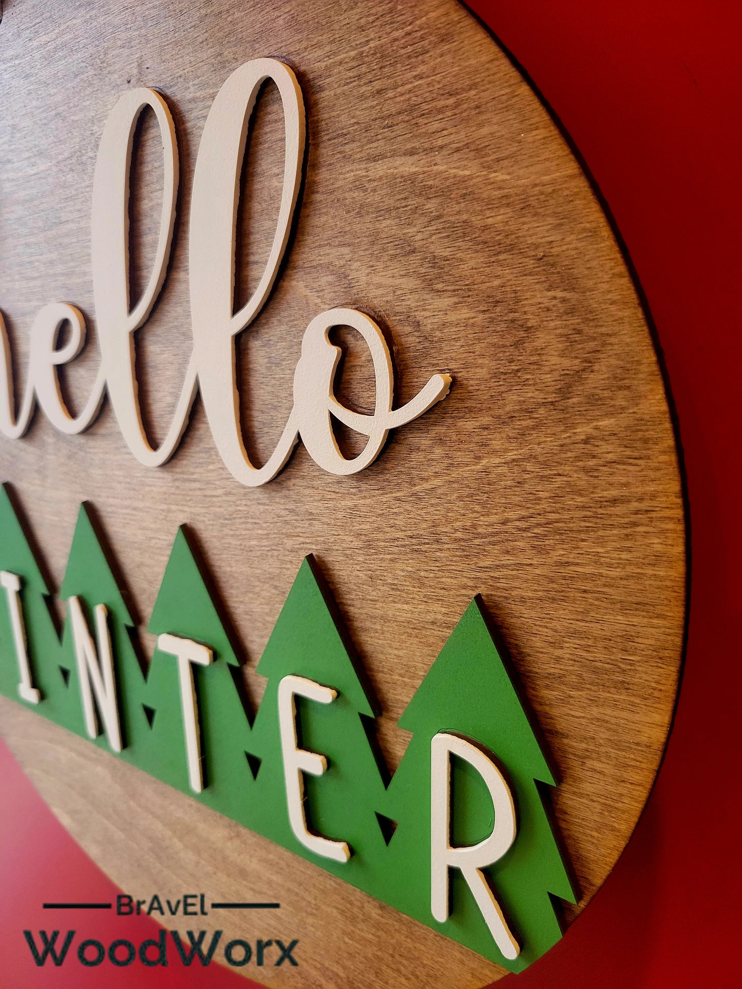 Hello Winter Door Sign – Handcrafted Seasonal Wall Decor